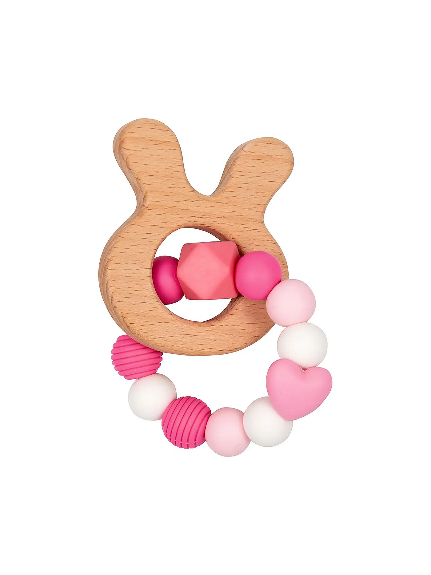 BABY GLÜCK | Beissring Silikon-Holz rosa | 